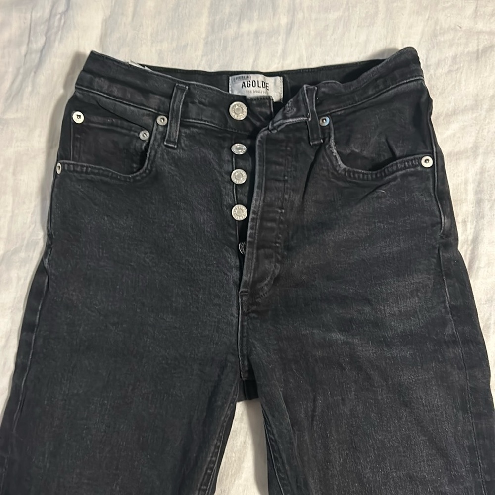 AGOLDE Riley crop high waist black jeans